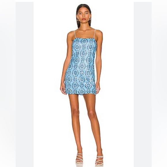 Free People Retro Babe Mini Dress In Blue Sz. M - Picture 2 of 4